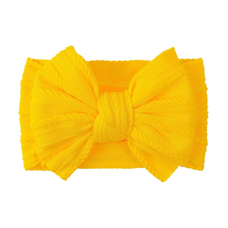 LemonSpace Store Handmade Baby Girls Headbands Soft Stretchy Nylon Hair Bands Hair Accessories with Bows for Newborn Baby Girls Infant Toddlers Kids(Yellow) - Image 1
